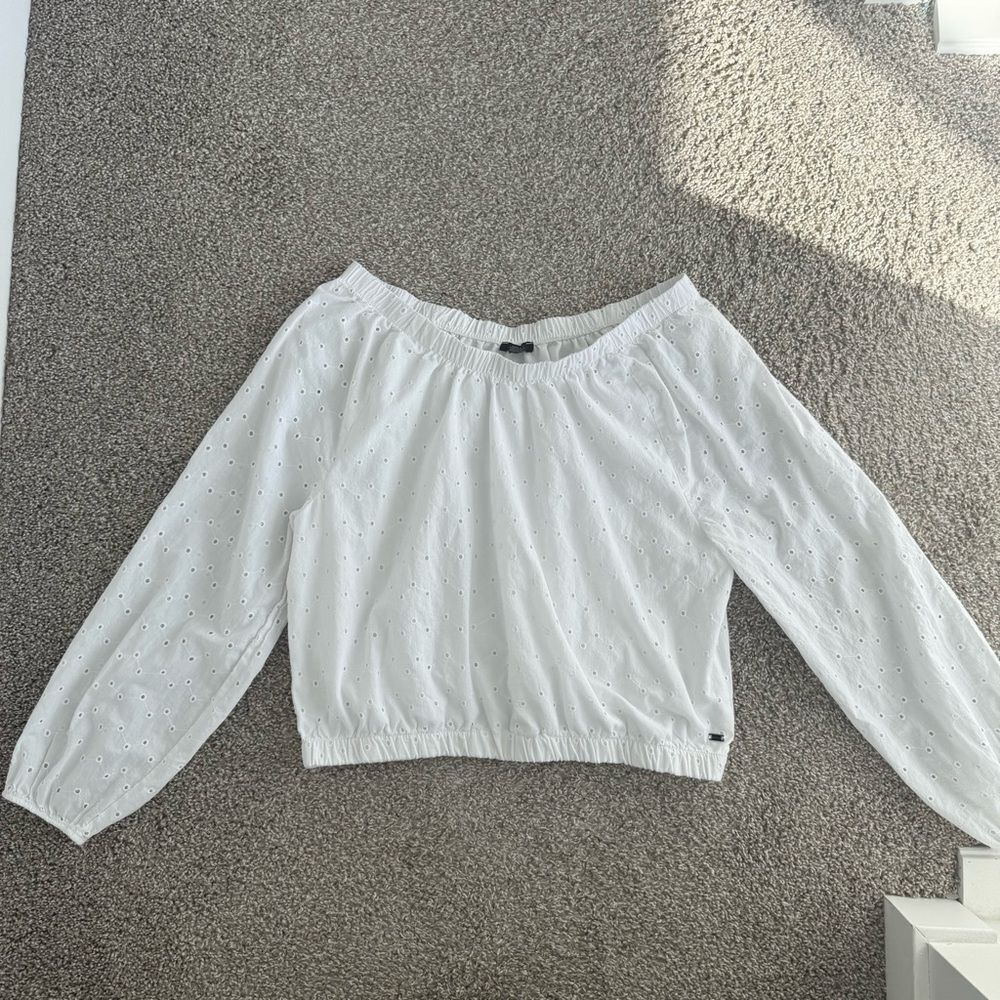 MEXX | Off the shoulder white eyelet longsleeve - size large